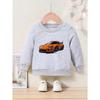 Kids Sweatshirt Cartoon Sports Car Print Crew Neck Sweatshirt - Casual Active Pullover & Under - Applique Design, Regular Fit