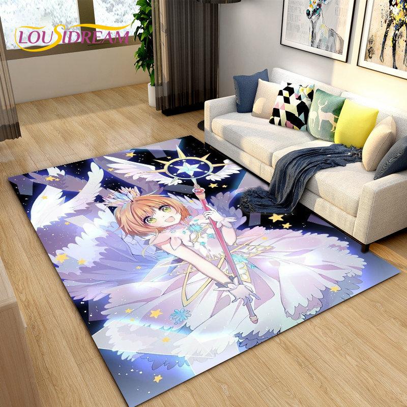 Cute Cartoon Cardcaptor Sakura Area Rug,Carpet Rug for Living Room Bedroom Sofa Doormat Decoration, Kids Play Non-slip Floor Mat