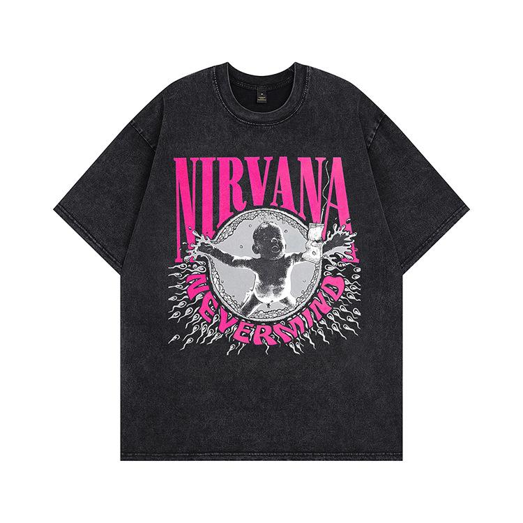 Summer new European and American washing water old trendy brand short-sleeved vintage high street American retro T-shirt trendy men's and women's