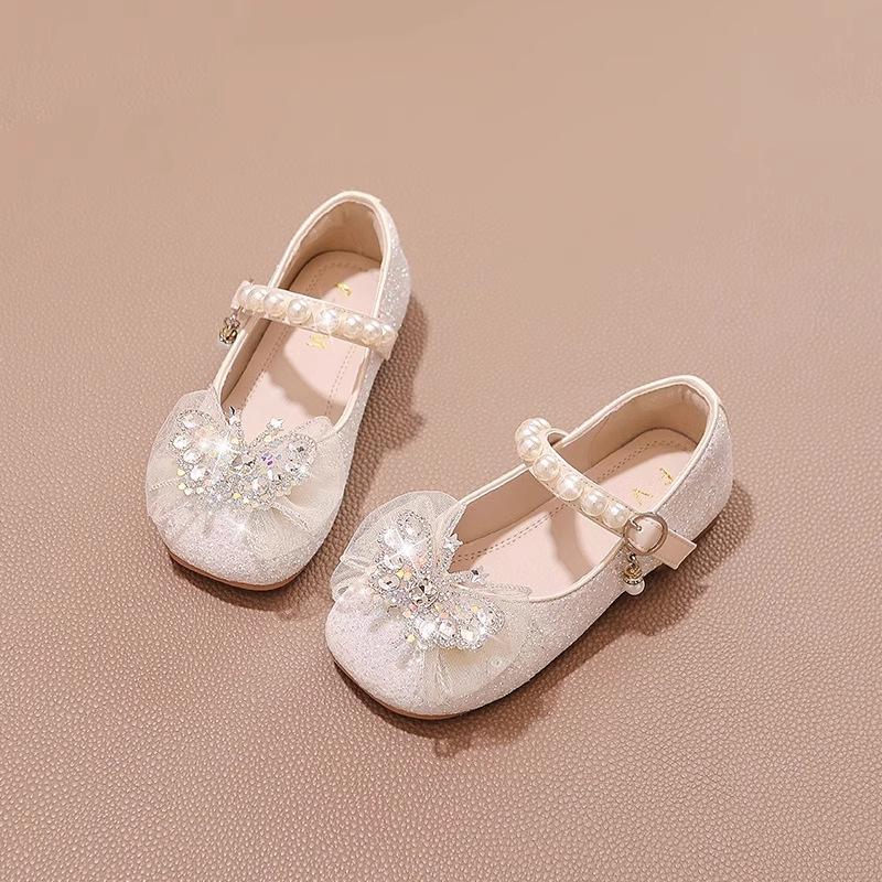 Girls Princess Shoes Children's Soft Sole Fashion Little Girls Single Shoes Elsa Princess Crystal Shoes for Older Children