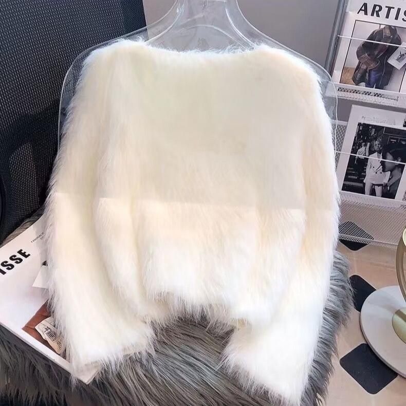 Imitação Mink Cashmere Malha Cardigan Suéter Casaco Feminino Outono Inverno Popular Europeu Macio Cardigan Suéter Feminino