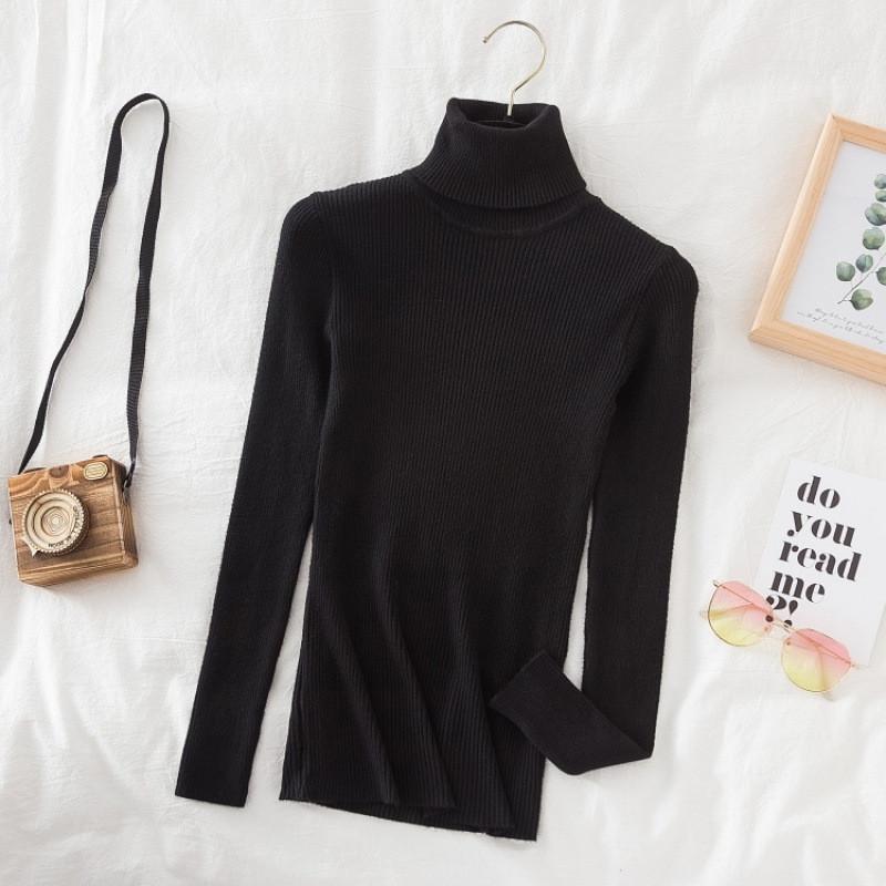 Elegant Knit Sweater For Women With High Neck Slim Fit Long Sleeve Casual Wear