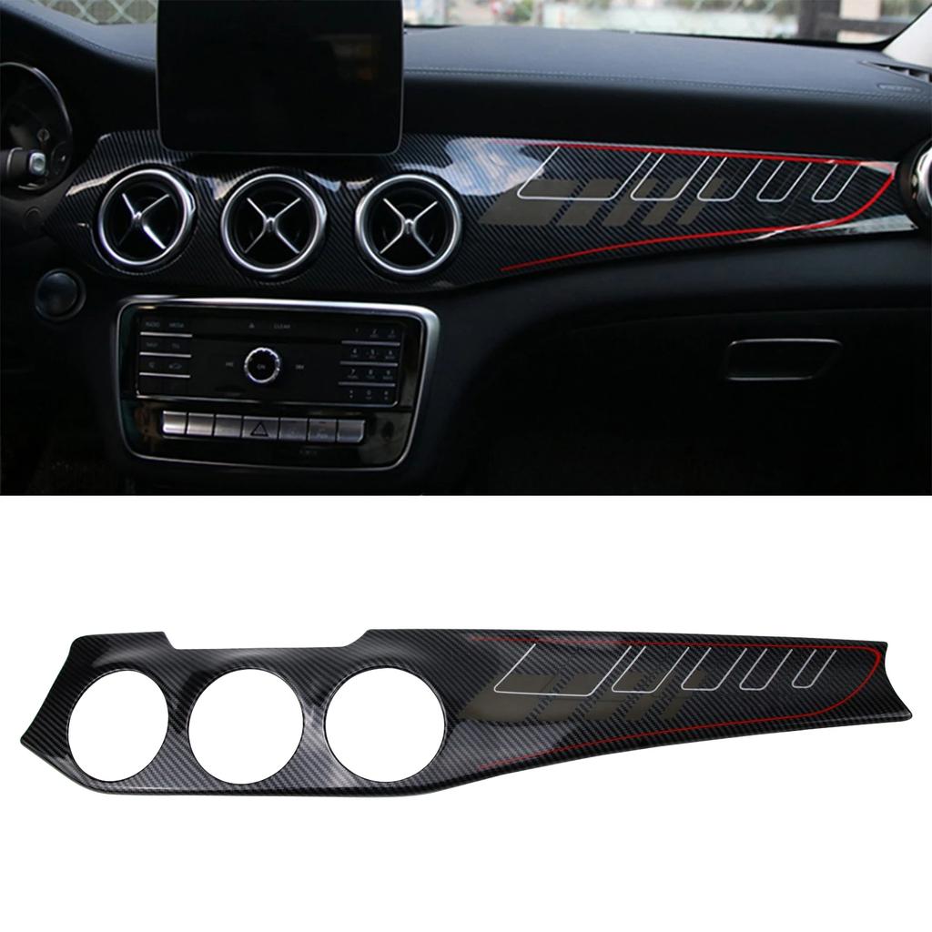 ABS Carbon Fiber Dashboard Console Panel Trim Stickers for 2013-2017 Mercedes-Benz GLA CLA Air Outlet Instrument Trim