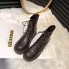 New Leather Martin Boots Women's British Versatile Rear Zipper Flat-bottomed Short Boots Thin Boots Women's Knight Boots