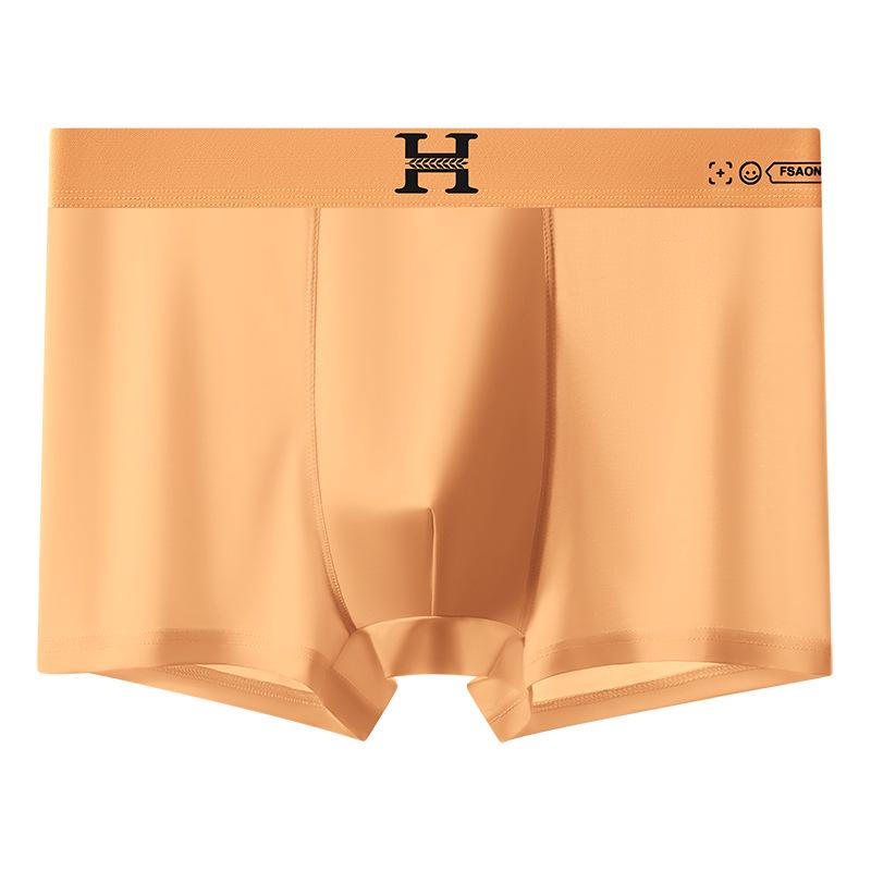 

Мужские боксеры из ледяного шелка - Ультратонкие, Удобные, Брифы с магнитной ластовицей, Дизайн с четырьмя углами L оранжевый