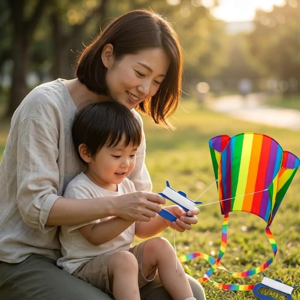 Rainbow Kite Sky Kite - Lightweight and Durable, Easy To Assemble, with Handle, 30M Kite String, Flies In Light Breezes, Perfect for Outdoor