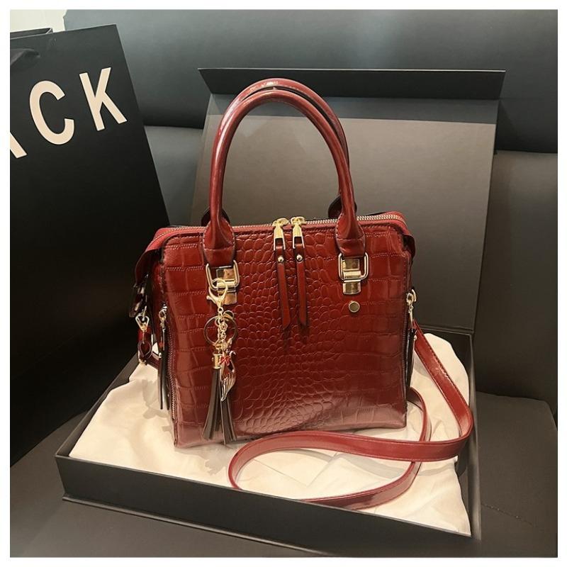 2025 New Fashionable Stone Pattern Large Capacity Solid Color Texture Single Shoulder Handheld Diagonal Cross Bag Tote Bag