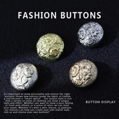 10Pcs Buttons Daquan High-End Retro Exquisite Round Metal Clothes Coat Sweater Jacket Buttons