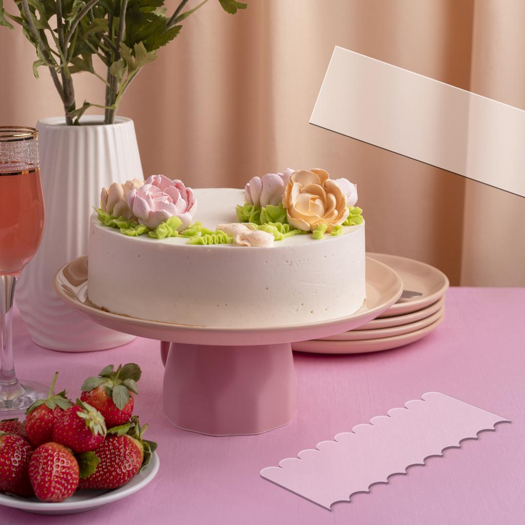 7 Pieces Clear Acrylic Cake Scraper Smoother Icing Scraper Cake Icing Comb Stripe Contour Comb Cake Cutter For Decorating