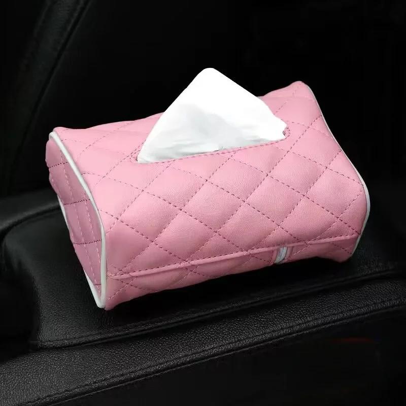Car Tissue Box Holder In Car Sun Visor Seat Backrest Hanging Tissue/Napkin Box with Fix Strap Armrest Boxes Tissue Storage Case