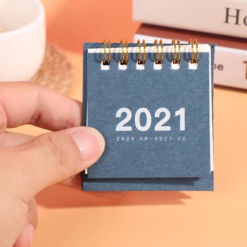 2021 Mini Desk Calendar Creative Desktop Ornaments Portable Work Note Calendar New Year Plan Schedule