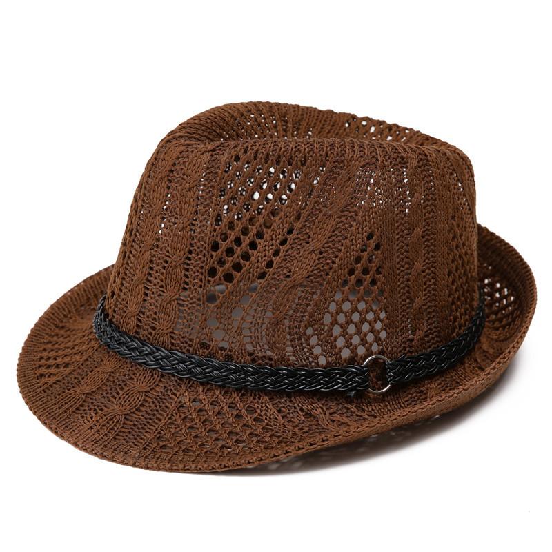 

Summer Fresh Literary Retro Hollow Jazz Hat British Fashion Top Hat Summer Men S And Women S Casual Versatile Hat Tide M（56-58cm） темно-коричневого кольору
