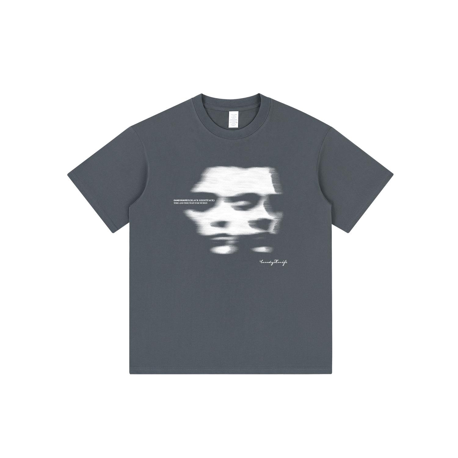 2024 Premium Dark Style Oversized American Trend Short Sleeve T-Shirt Double Extra Large темно-серого