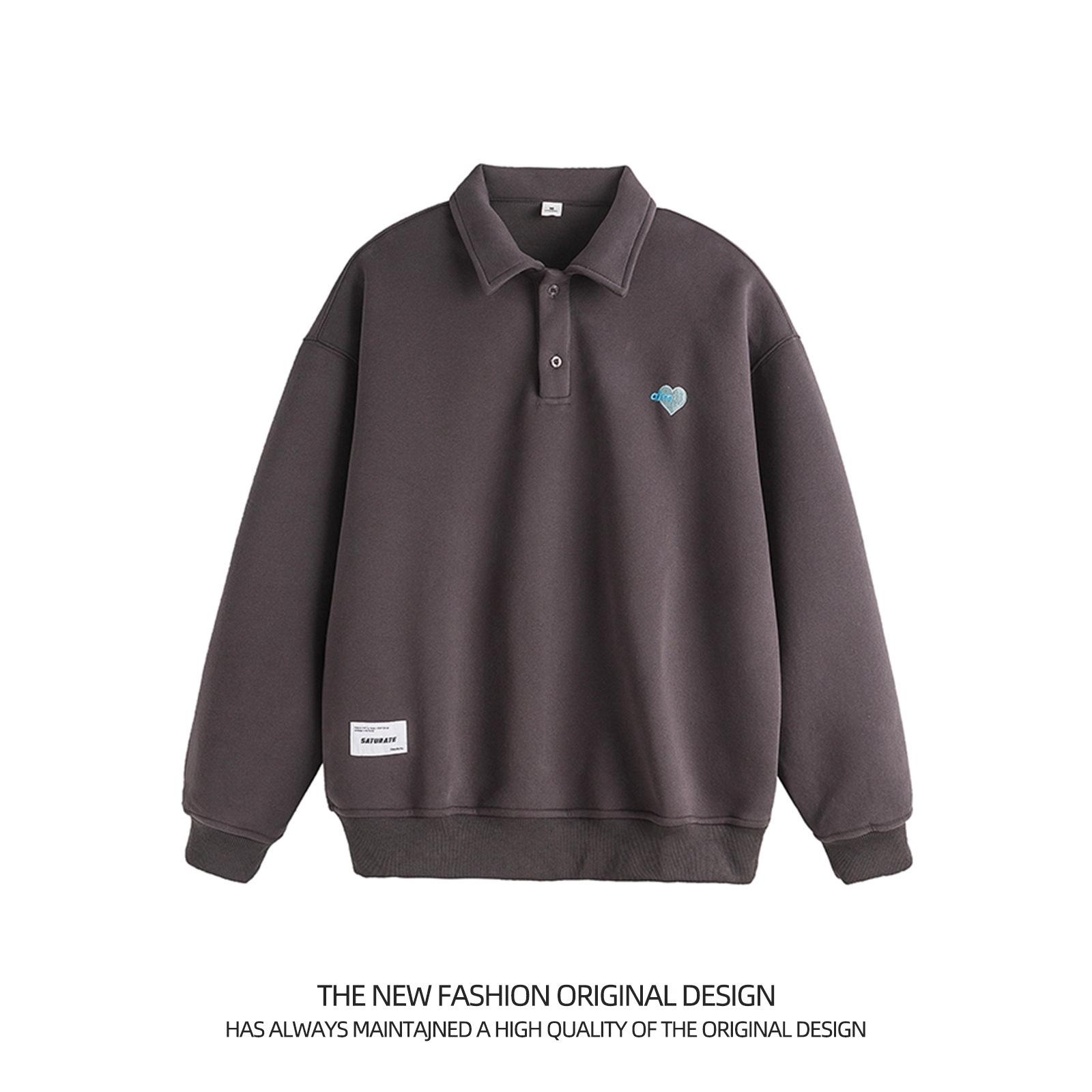 

Мужской свитер с воротником поло, новинка осени и зимы, свободная парная рубашка с лацканами и длинным рукавом XXL