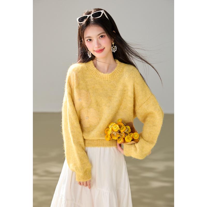 2026 Autumn Round Neck Soft Fluffy Knit Sweater - Sweet Lazy Style