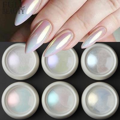 6 Color Vintage Nail Decoration Aurora Liquid Mirror Effect Glitter Powder for Resale and Personal Use
