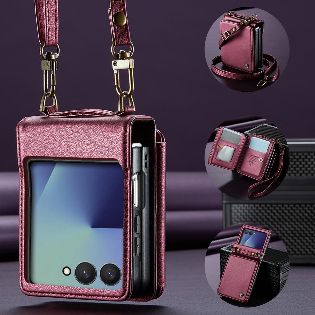 Suitable for Samsung Z Flip 30% off foldable screen phone case with crossbody strap protective cover and card slot stand for Z Flip8