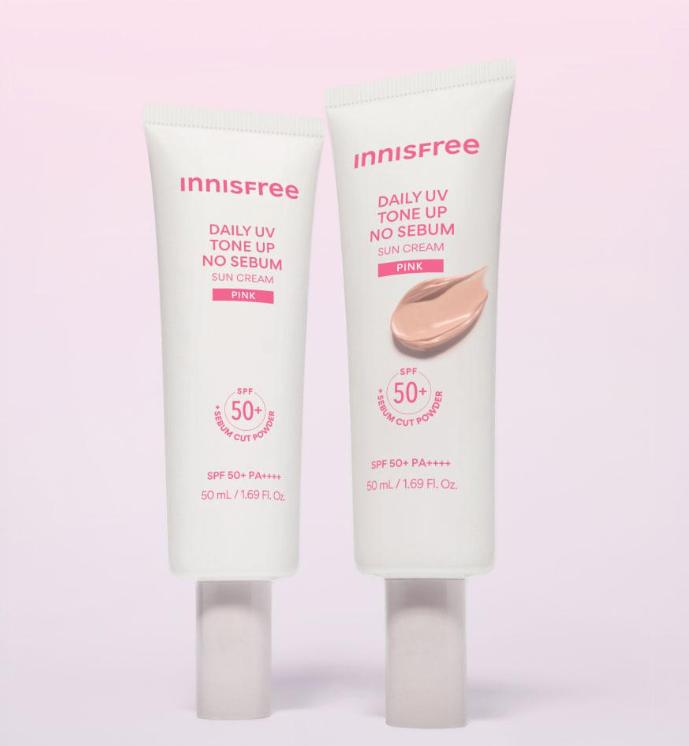 Innisfree Daily UV Tone-Up Sunscreen Pink SPF50+ PA++++ 50ml – Brightening Tone-Up Sun Cream