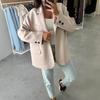 Warm Woolen Loose Casual Long Sleeves Oversized Single Breasted Lapel Collar Women Winter Jacket Solid Color Top Coat Autumn