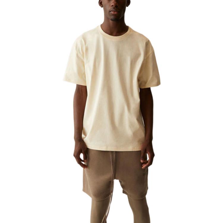 Fear of God Essentials Short Sleeve T-Shirt SS21 Unisex Tops Light-Heather-Oatmeal FOG-SS21-597