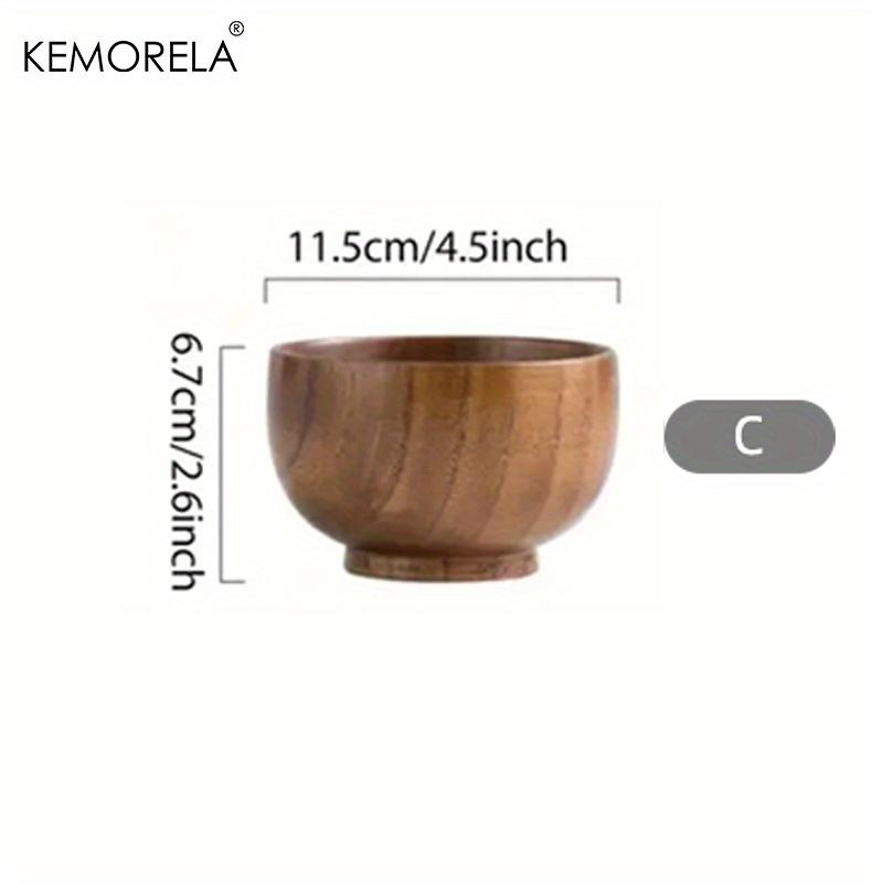 1PCS Natural Wooden Rice Bowl Household Salad Ice Cream Fruit Wooden Bowl Kitchen Food Storage Tableware