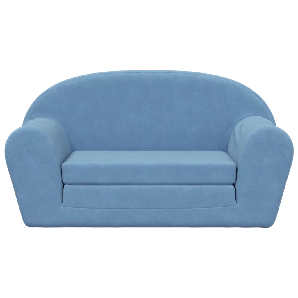 Vidaxl 2-Os. Sofa For Children, Fold-out, Blue, Soft Plush