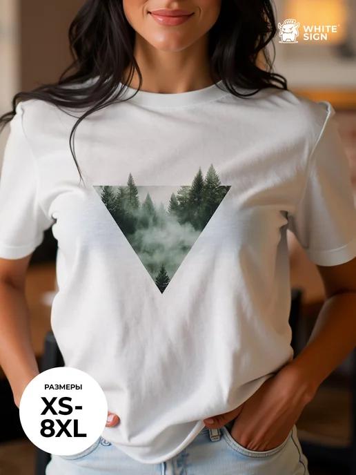 Misty Forest oversized stylish T-shirt with print 4XL