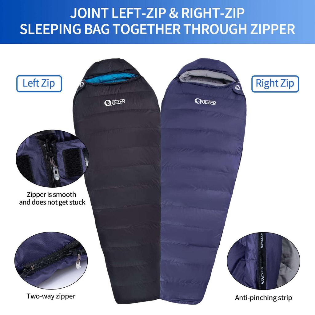 Outdoor Winter 3 Season Mummy Adult Sleeping Bag DUCK Down Filling Waterproof Windproof 0-5C Customizable Color & Logo Nylon