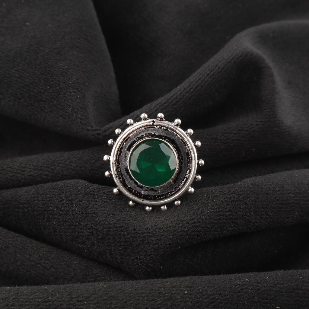 Green Onyx Gemstone Jewelry,  925 Solid Sterling Silver, Boho Onyx Ring Birthstone Jewelry, Gift For Wedding Jewelry
