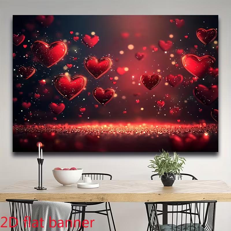 2D Flat Romantic Red Heart Photography Background