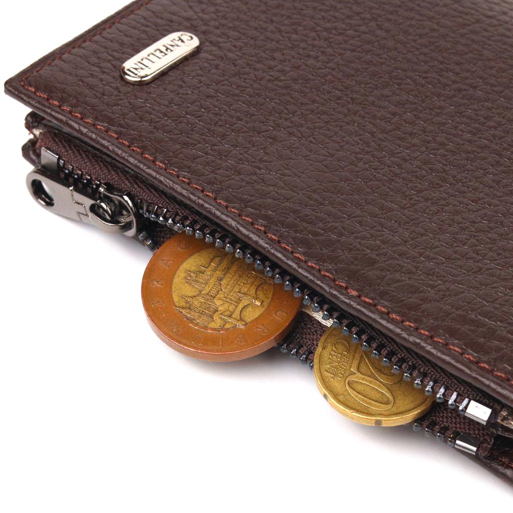 Kompakte vertikale Herrenbrieftasche aus echtem Leder CANPELLINI Geldbörse 21674 Braun