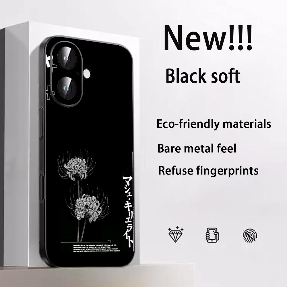 Art Red spider lilys japan design Phone Case For iPhone 17 16 e 15 14 13 12 Plus Mini Pro Max Soft black Shockproof Cover