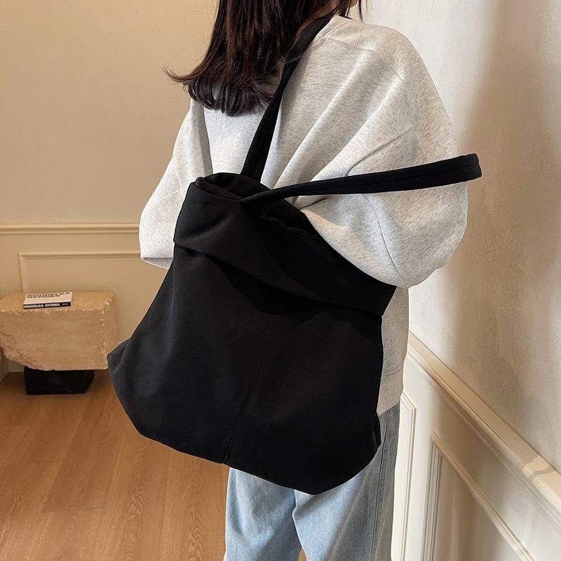 2025 Summer New Large-capacity Shoulder Bag Fashionable and Simple Solid Color Tote Bag Personalized Women's Bag Portable Underarm Bag