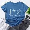Faith Creative Alphabet Cotton T-Shirt Short Sleeve Round Neck Women 2d Print Tops