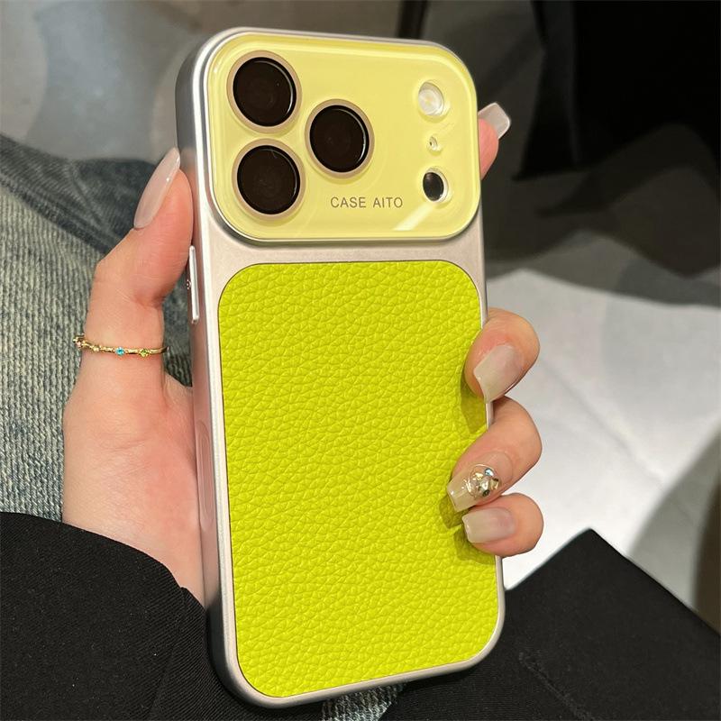 Lychee Pattern iPhone 17 Pro Max Case, Compatible with Apple 14 to 17, Large Window Design for Cross-Border Appeal.