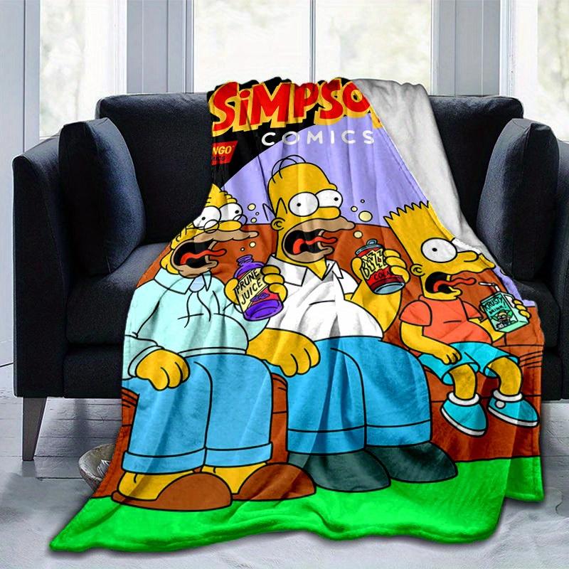 Manta de Dibujos Animados Los Simpsons, Manta Cálida Linda de Felpa Corta, Decoración del Hogar para Sala de Estar Sofá Cuatro Estaciones Viaje