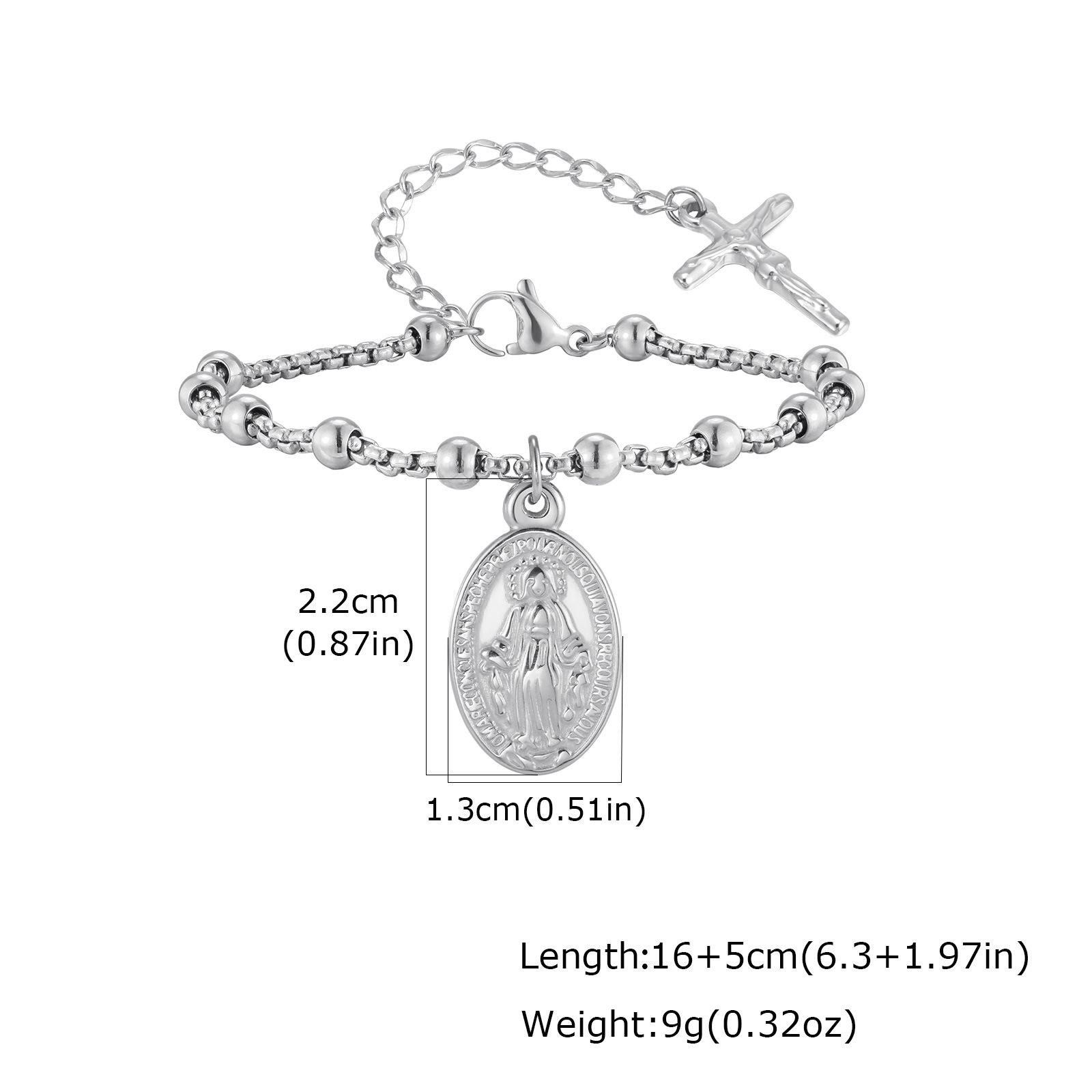 

Stainless Steel Notre Dame Cross Bead Separated Square Pearl Chain Snake Chain Bracelet Necklace Br-2711