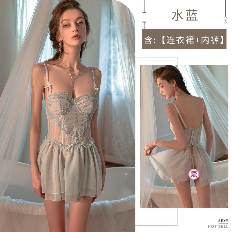 Sex underwear pure desire style sexy home suspender mesh thin perspective with chest pad uniform