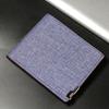 Men's Classic PU Wallet with Photo Frame, Bill Compartment & Card Slots - Short Horizontal Denim Texture