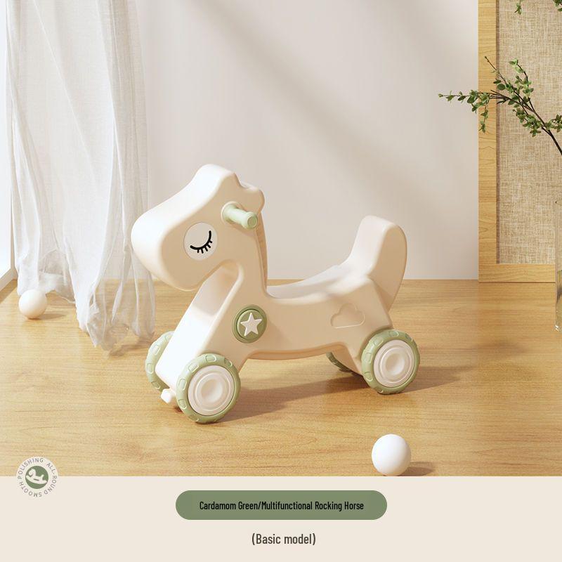 Happy Tree Dual-Use Wooden Rocking Horse & Slider for Infants & Toddlers with Free Shipping