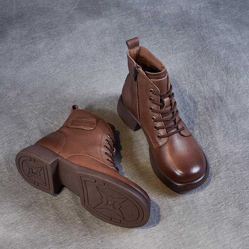 The first layer of cowhide short boots for women in the autumn and winter of 2025, the new retro leather British style Martin boots, and small leather