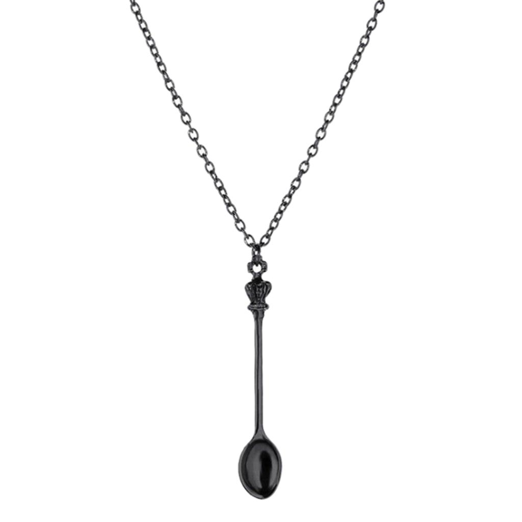 4 Colors Spoon Necklace Spice Spoon Necklace Adjustable Mini Crowns Spoon Necklace Vintage Mini Spoon Pendant