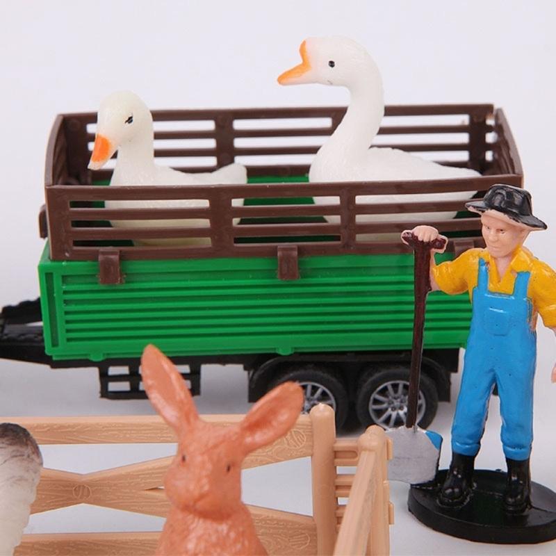 Realistic Farm Animal Figures Toy,42Pcs Farm Animal Figurines Playset Fences Frams Animal Cake Toppers Learning Toy Set