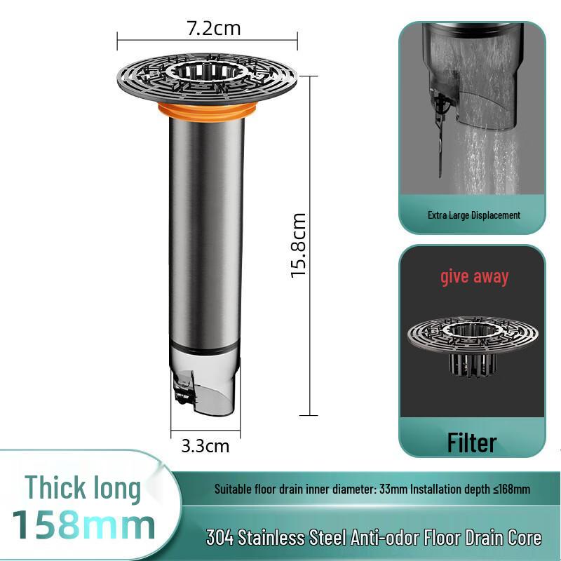 Extended Stainless Steel Floor Drain Core Seal