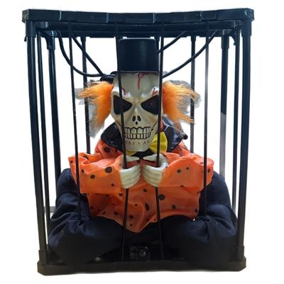 Halloween Animated Moving Ghostly In Cage Ornament With Red Glowing Eye Automatic Sound Effect For Home Yard Decoration