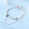 Authentic Original Charm Bead Components Copper Metal Retro Geometric Secure Safety Chain Bead Components Compatible With Charm Bead Components Plata