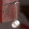 925 Sterling Silber Stilvolle Einfache Lange Quaste Runde Perlenohrringe Geburtstagsfeier Jubiläumsgeschenk