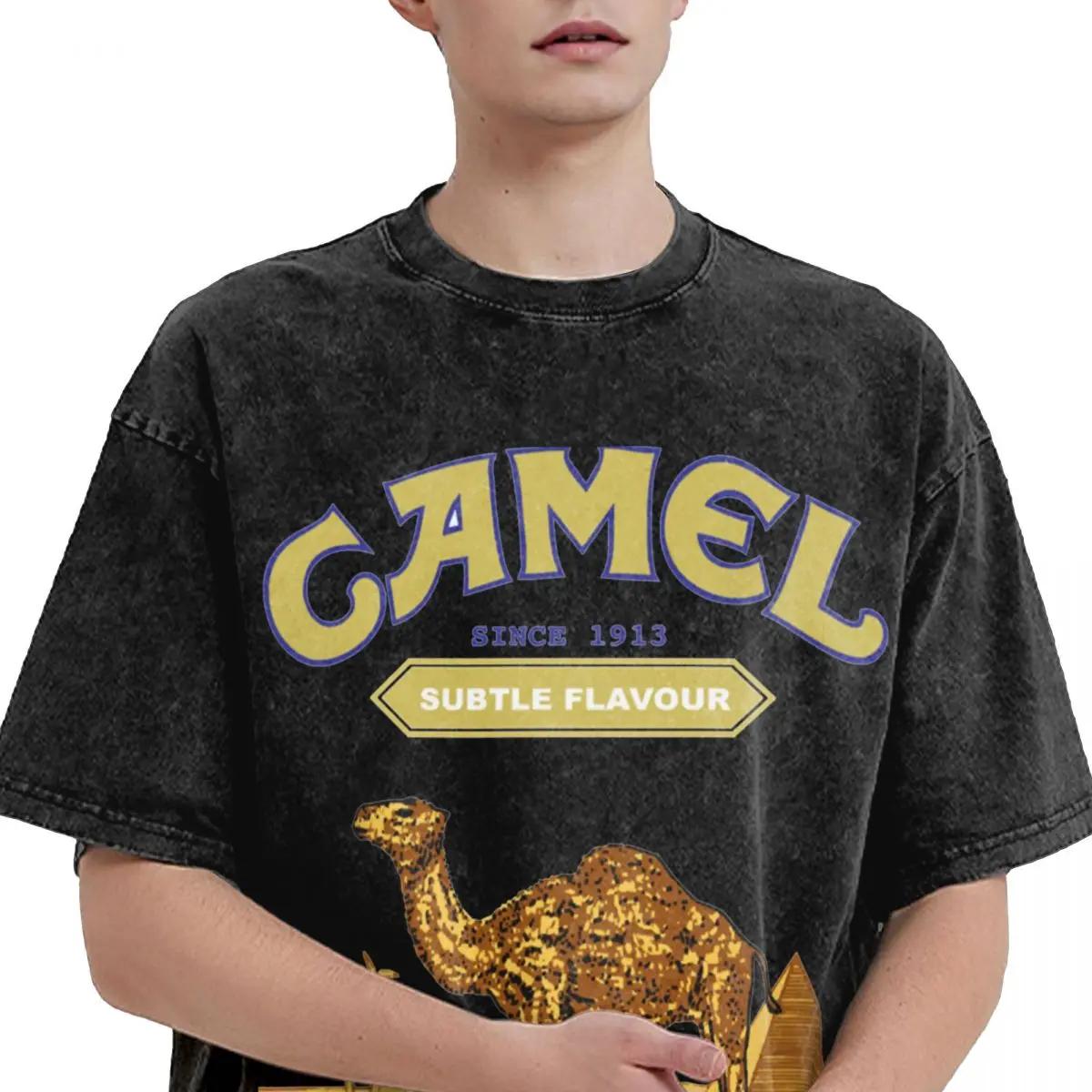 Washed T Shirts Camel Cigarettes Hip Hop Vintage T-Shirt Harajuku 1931 Streetwear Graphic Tops Tees for Men Women S разноцветный