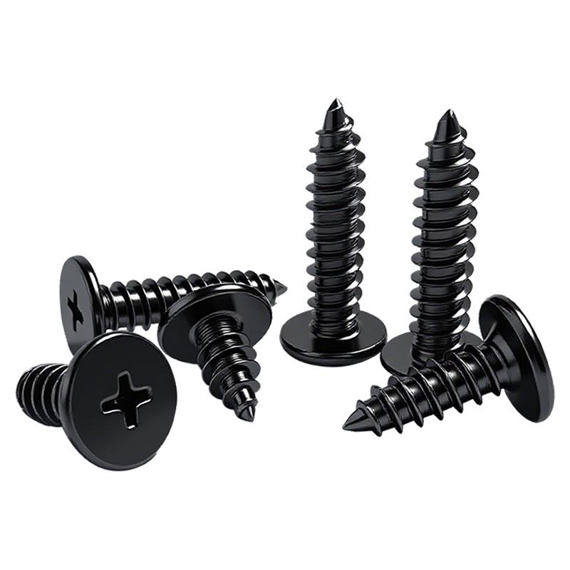 Carbon steel black oxide large flat head self-tapping screw