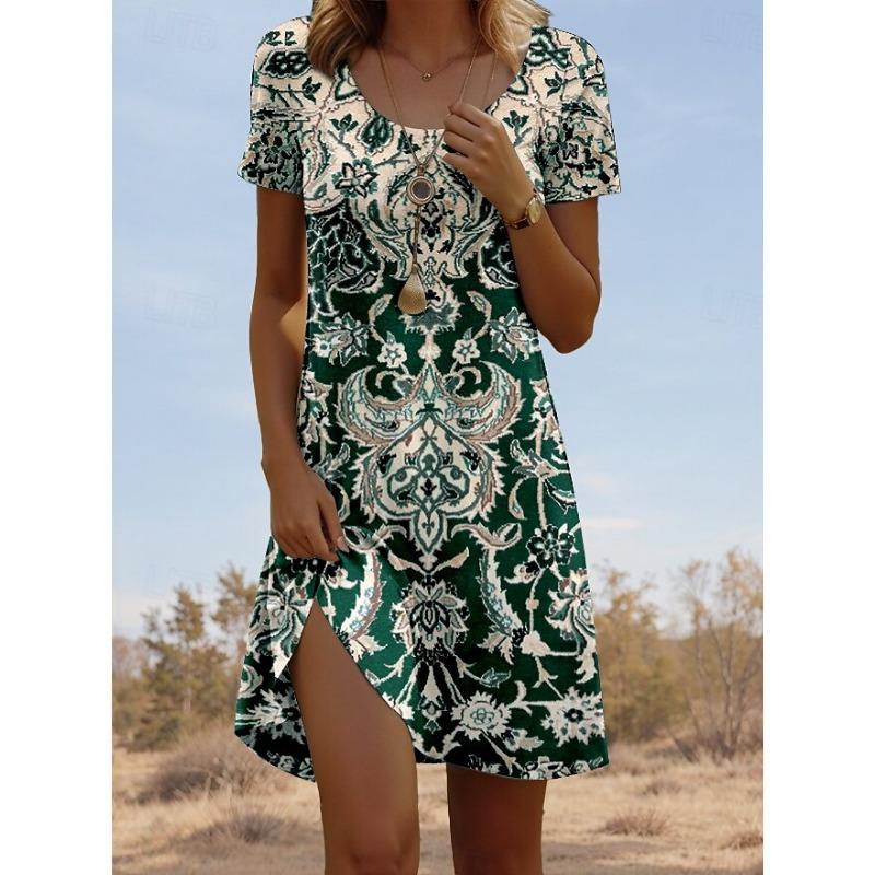 Women's Mini Dress T Shirt Dress Tee Dress A Line Dress Summer Dress Vacation Casual Daily Regular Fit Ombre Graphic Short Sleeve